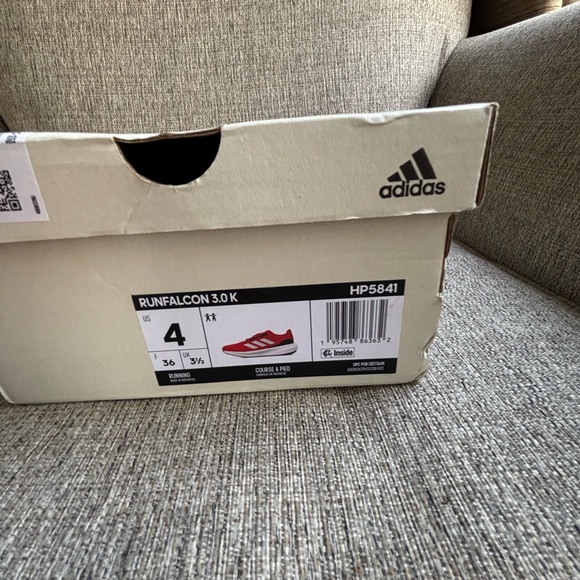 Adidas Run Falcon 3.0 Kids Red and White Sneakers - Picture 6 of 6